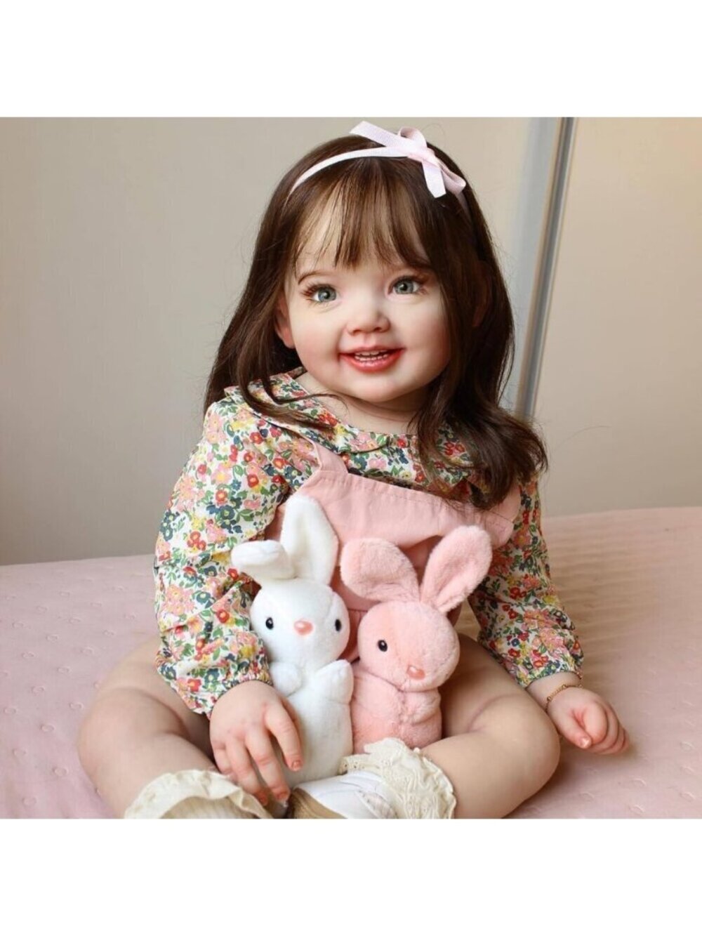 🆕28Inches Long Brown Hair Reborn Princess Girl Doll Smiling with Teeth